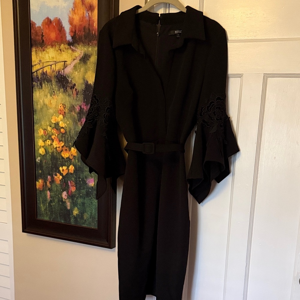 Badgley Mischka Black Dress with Flared Sleeves